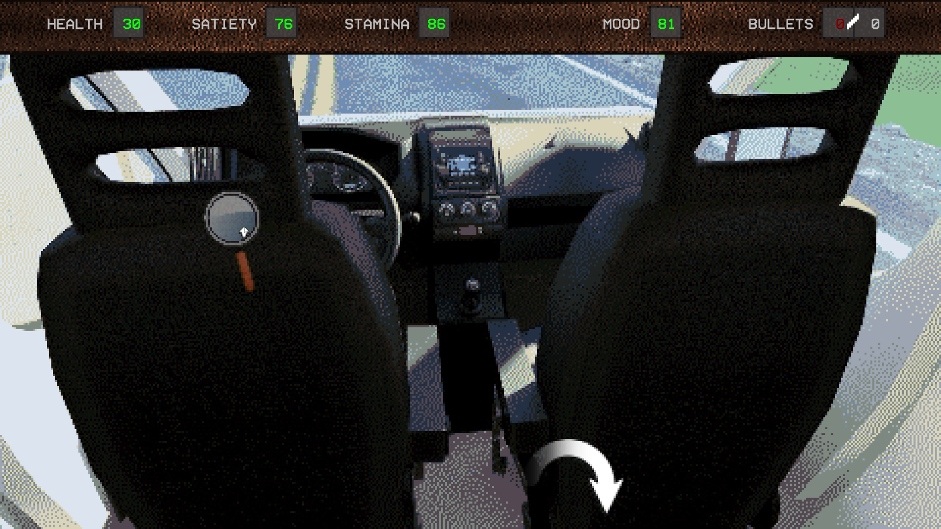 gameplay screenshot - inside rv drivers seat