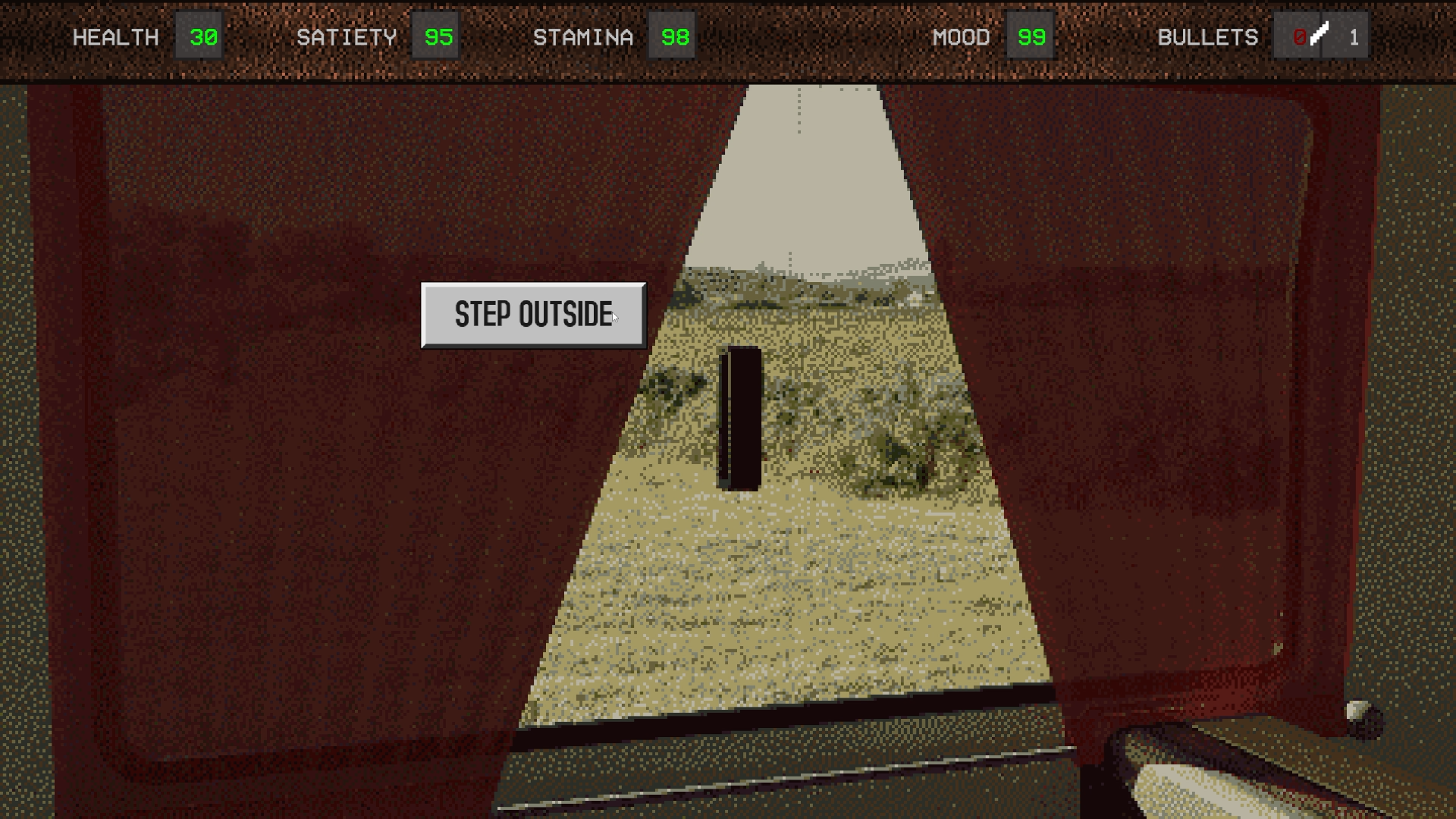 gameplay screenshot - looking outside of RV window